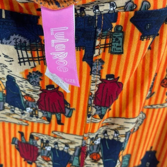 LulaRoe Leggings Women's Sz OS Orange Haunted House Halloween Trick-or-Treat - Picture 10 of 12